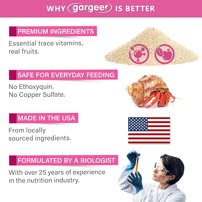 4oz Hermit Crab Multi-Vitamin Supplement. Premium Trace Minerals, Promote Growth, Exoskeleton Formation, Support Molting Process. Enjoy! Gargeer