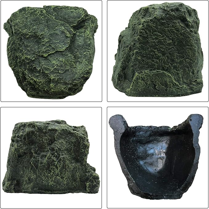 PINVNBY Large Reptile Hideout Cave,Resin Rock Hides Habitat Decor Lizard Box Shelter Tortoise Basking Terrace Pet Terrarium Nest Decoration for Gecko,Spiders,Frogs,Fish,Turtles and Hermit Crabs PINVNBY
