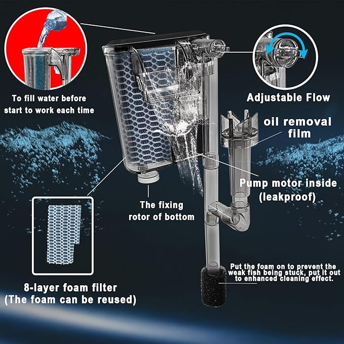 Ultra White Glass Betta Aquarium Starter Kits 1.5 Gallon Small Fish Tank, Betta Fish Tank with LED Light, Power Filter, 4mm Glass iPriro