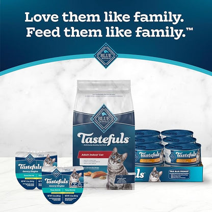 Blue Buffalo Tastefuls Adult Dry Cat Food Indoor Cat Formula, Made in the USA with Natural Ingredients, Salmon Recipe, 7-lb. Bag - PAWPICO