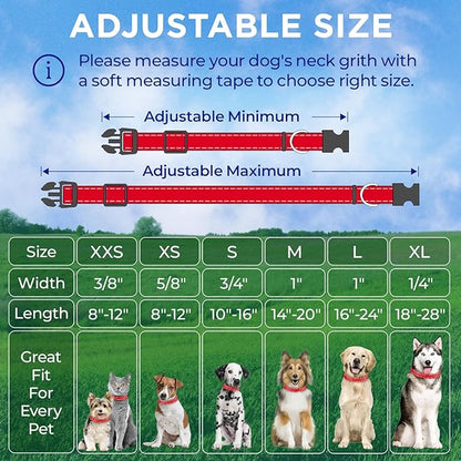 TECEUM Reflective Pet Collar – Red – XL – Basic Nylon Dog Collar – Quick Release Buckle – Fits Small, Medium and Large Dogs, Puppies, Cats – ESA & Service Dog Options TECEUM