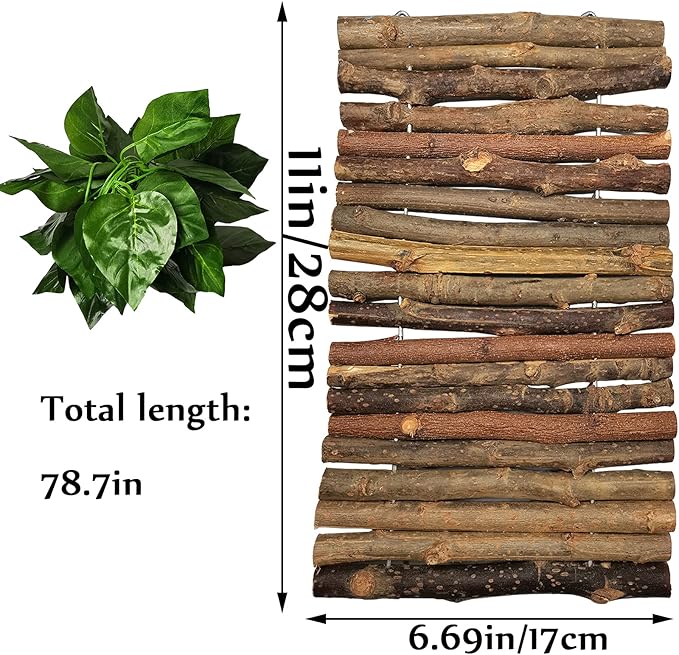 Hamiledyi Wooden Reptile Hideout Bearded Dragon Bendy Bridge Climbing Ladder Hiding Hut Reptiles Hide Cave Habitat Decor for Lizards Gecko Spiders Snakes Tortoise(M:11.8" x 6.7") Hamiledyi