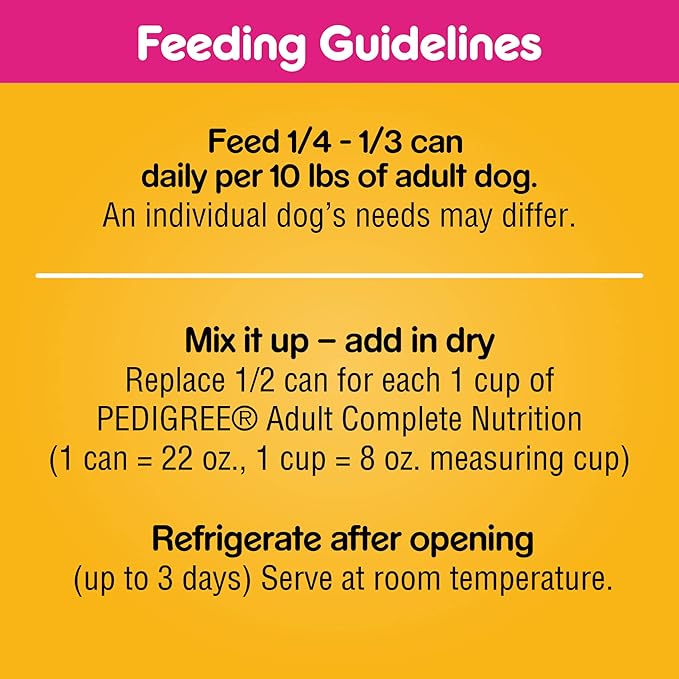 PEDIGREE CHOPPED GROUND DINNER Adult Canned Soft Wet Dog Food with Beef, 22 oz. Cans (Pack of 12) - PAWPICO