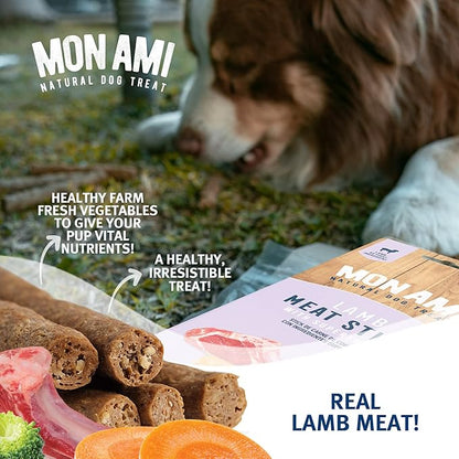 Mon Ami Lamb Meat Sticks for Dogs with Farm Fresh Vegetables (28 Oz) – Human Grade Dog Treats with Superfoods - Training Treats for Dogs - Healthy Dog Treats for Small, Medium and Large Dogs - PAWPICO