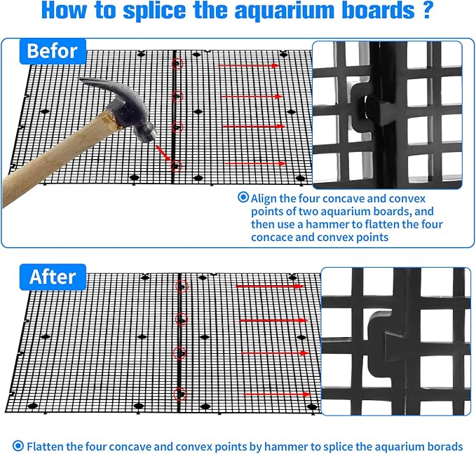 8pcs Fish Tank Divider with 10 pcs Suction Cups DIY Adjustable Aquarium Divider Filter Bottom Fish Tank Isolation Board Egg Crate Weramics