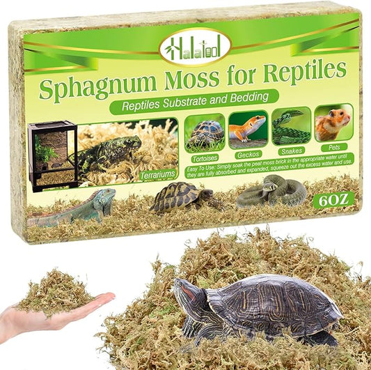 Halatool 6OZ Premium Sphagnum Moss for Reptiles- 8QT Natural Dried Terrarium Moss for Reptile Tank, Reptile Moss Bedding for Turtles Geckos Snakes Frogs Hamsters HALATOOL
