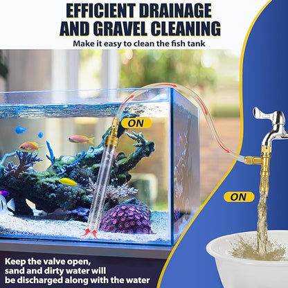 GADFISH Gravel Vacuum for Aquarium Water Changer Fish Tank Cleaning Tools, Siphon Universal Quick Pump Aquarium Water Changing (30ft) GADFISH