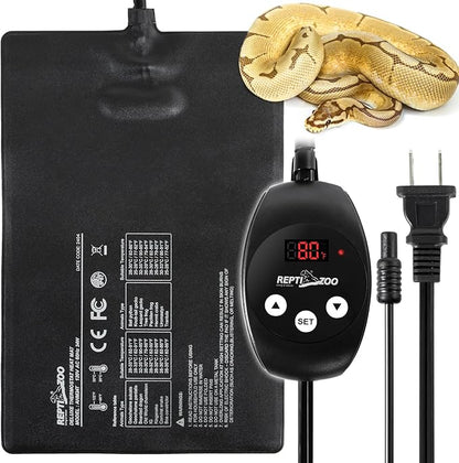 REPTI ZOO 8" X 12" Reptile Heat Pad 24W Fast Heating Pad with Adjustable Thermostat Reptile Heat Mat for Turtles/Hermit Crabs/Bearded Dragons/Leopard Geckos/Snakes/Lizards, and Seed Germination REPTIZOO