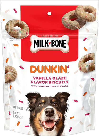 Milk-Bone Limited Edition Dunkin' Vanilla Glaze Flavor Biscuit Dog Treats, 8 Ounce - PAWPICO