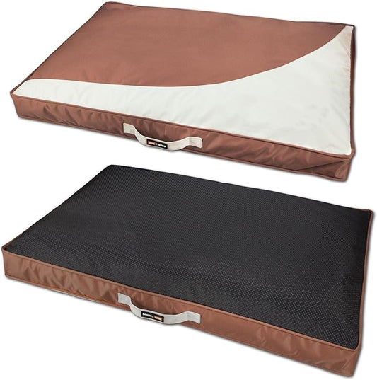 Dog Helios 'Immortal-Trek' Waterproof Rectangular Travel Dog Bed, Small, Brown - PAWPICO
