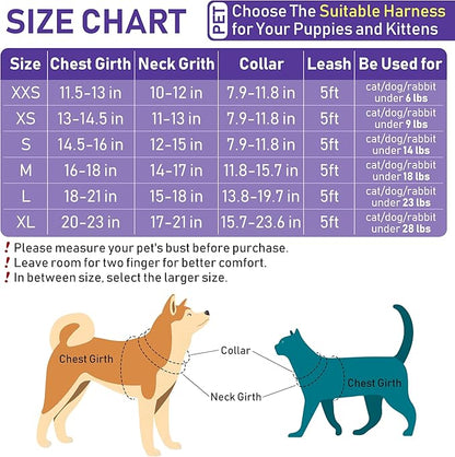 GAMUDA Small Dog Harness Collar and Leash Set, Step in No Chock No Pull Soft Mesh Adjustable Dog Vest Harnesses Plaid Reflective for Dogs Puppy Cats Kitten Rabbit (Purple, XL) GAMUDACollarsCollection