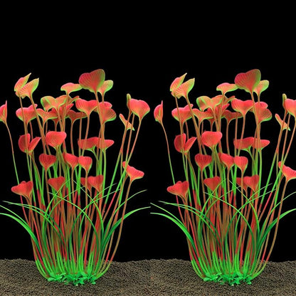 JIH Plastic Plants for Aquarium,Tall Artificial Plants for Fish Tank Decor 15.6 Inch (2 Pcs) (Pink) JIH