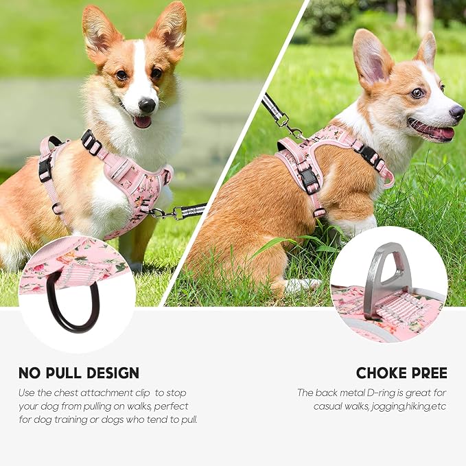 Timos Dog Harness, No-Pull Pet Harness with 2 Leash Clips, 3 Snap Buckles Adjustable Soft Padded Dog Vest, Reflective No-Choke Pet Oxford Vest with Easy Control Handle for Small Medium Large Dogs Timos