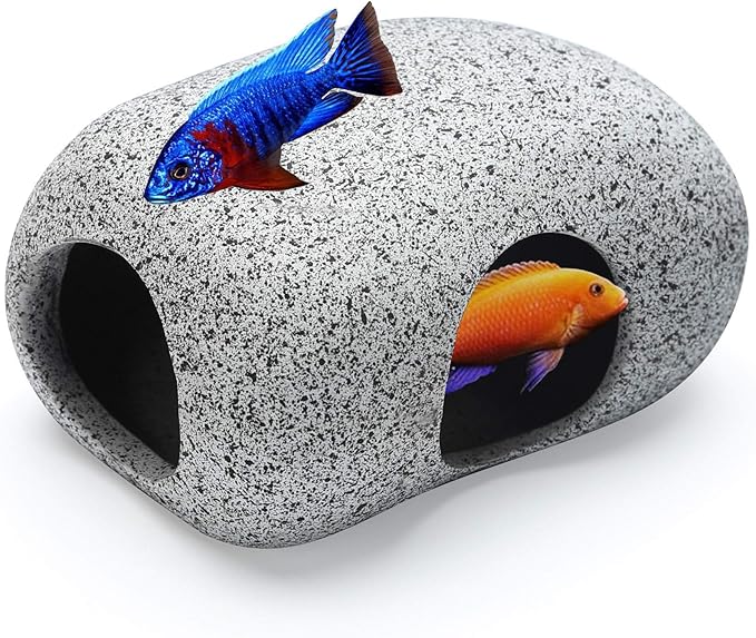Aquarium Hideaway Rocks for Small Fishes, Shrimps to Breed, Play and Rest, Safe and Non-toxic Ceramic Fish Tank Ornaments, Hideout Stone for Betta SpringSmart--Focusonprovidinghighqualityaquariumdecorations