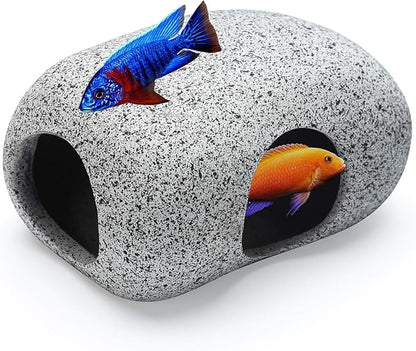 Aquarium Hideaway Rocks for Small Fishes, Shrimps to Breed, Play and Rest, Safe and Non-toxic Ceramic Fish Tank Ornaments, Hideout Stone for Betta SpringSmart--Focusonprovidinghighqualityaquariumdecorations
