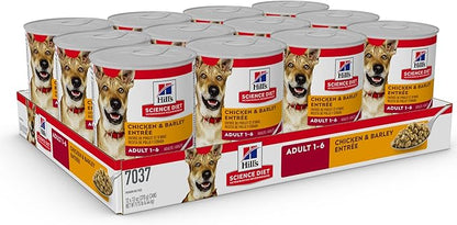 Hill's Science Diet Adult 1-6, Adult 1-6 Premium Nutrition, Wet Dog Food, Chicken & Barley Loaf, 13 oz Can, Case of 12 - PAWPICO