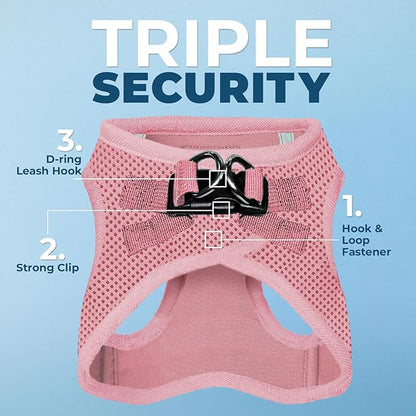 Voyager Step-In Air Dog Harness - All Weather Mesh, Reflective, No Pull Harness for Small, Medium Dogs, Cats - Secure with Hook & Loop Fastener, Buckle, Double D-Rings - Pink, XXS BestPetSuppliesLLC