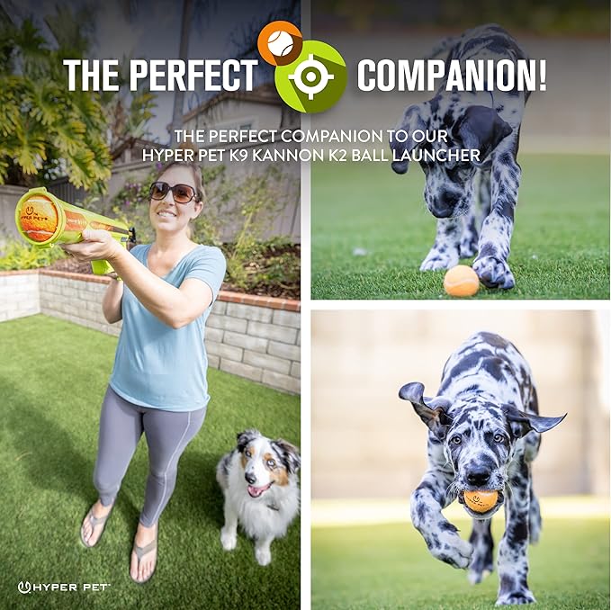 Hyper Pet MINI Tennis Balls for Dogs (Pet Safe Dog Toys & Dog Tennis Balls for Exercise, Training, Hyper Pet K9 Kannon Dog Ball Launcher) Bright Colored Interactive Dog Toy Dog Balls-Orange Pack of 4 - PAWPICO