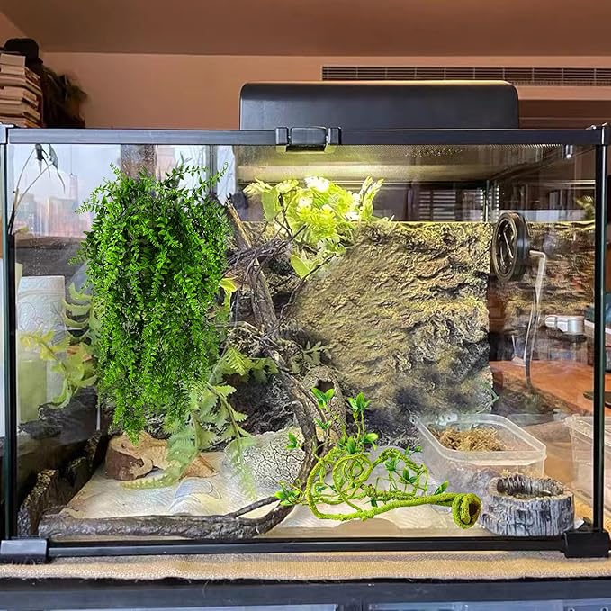 Grddaef Reptile Vines Plants for Terrarium, Flexible Vines Jungle Climbing Branch with Leaves Tank Decor for Snakes Bearded Dragons Geckos Hermit Crabs Lizards Chameleons Grddaef