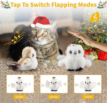 Gigwi Interactive Cat Toys for Indoor Cats, Flapping and Chirping Catnip Toys for Cat Exercise, Automatic Cat Toy with Beating Wings & Real Feather Tail, Rechargeable Cat Kicker Toy Prince & Princess - PAWPICO