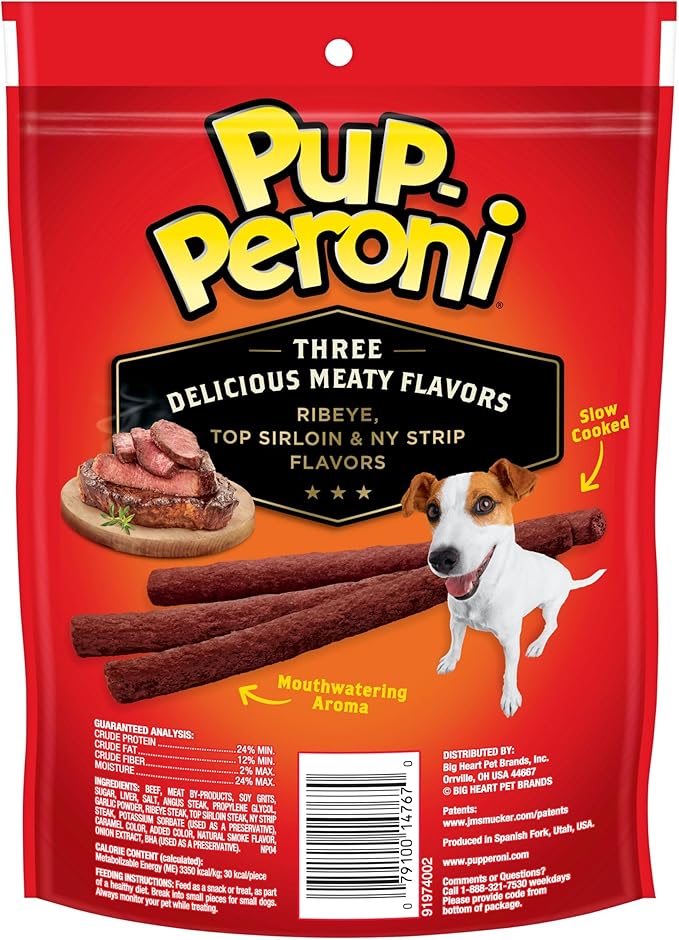 Pup-Peroni Dog Treats, Triple Steak Flavor, 5.6 Ounce (Pack of 8), Ribeye, Top Sirloin, NY Strip Flavors - PAWPICO