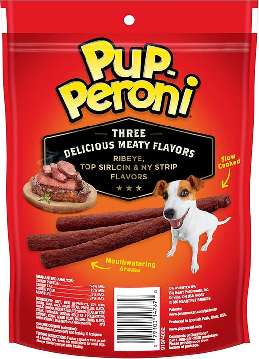 Pup-Peroni Dog Treats, Triple Steak Flavor, 5.6 Ounce (Pack of 8), Ribeye, Top Sirloin, NY Strip Flavors - PAWPICO