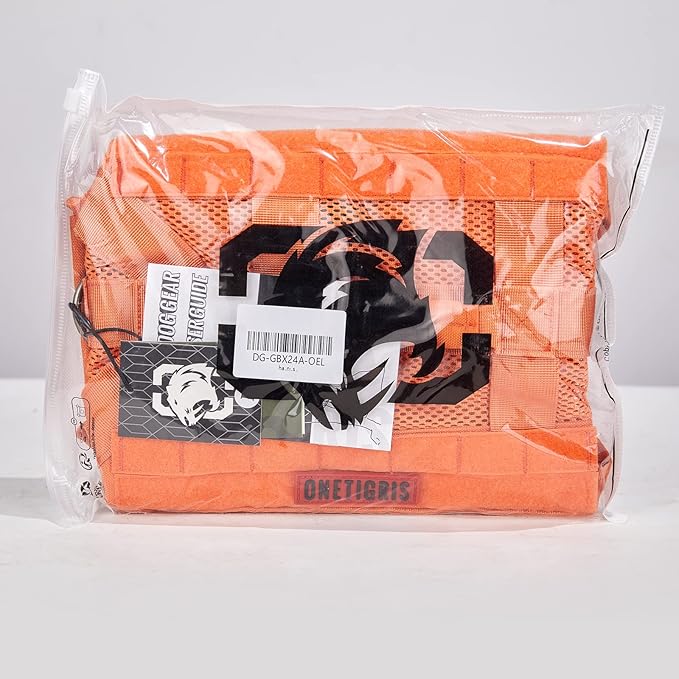 OneTigris No Pull Tactical Dog Harness for Large Dog, Mesh Design Breathable Service Dog Vest with Handle, Military Dog Vest Harness with Molle Panels for Walking Hiking Training (Orange, Large) OneTigris