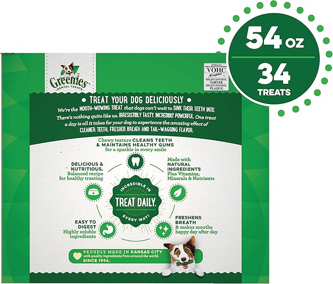 Greenies Original Large Natural Dental Care Dog Treats, 54 oz. Pack (34 Treats) - PAWPICO