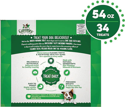 Greenies Original Large Natural Dental Care Dog Treats, 54 oz. Pack (34 Treats) - PAWPICO