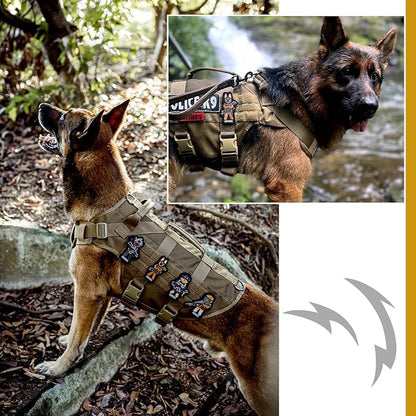 OneTigris No Pull Tactical Dog Harness for Medium Dog, Aire Mesh Dog Vest Harness, Breathable Military Dog Molle Vests with Handles, Service Dog Vest for Walking Hiking Training (M, Brown) OneTigris