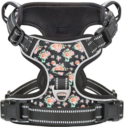 Timos Dog Harness, No-Pull Pet Harness with 2 Leash Clips, 3 Snap Buckles Adjustable Soft Padded Dog Vest, Reflective No-Choke Pet Oxford Vest with Easy Control Handle for Small Medium Large Dogs Timos