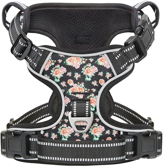 Timos Dog Harness, No-Pull Pet Harness with 2 Leash Clips, 3 Snap Buckles Adjustable Soft Padded Dog Vest, Reflective No-Choke Pet Oxford Vest with Easy Control Handle for Small Medium Large Dogs Timos