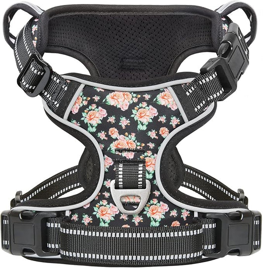 Timos No Pull Dog Harness,NO Need Go Over Dogs Head 3 Snap Buckles Reflective Oxford No Choke Harness with Front&Back 2 Metal Leash Clips Soft Padded for Small Medium Large Dogs,X-Large (Pack of 1) Timos