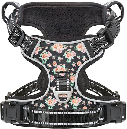 Timos Dog Harness, No-Pull Pet Harness with 2 Leash Clips, Adjustable Soft Padded Dog Vest, Reflective Outdoor Pet Oxford Vest with Easy Control Handle Timos
