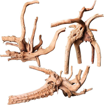 majoywoo Natural Driftwood for Aquarium Decor Fish Tank Decorations, Assorted Spider Wood Branch 7-11" 3 Pcs, Reptile Decor Majoywoo