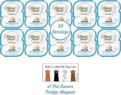 Fancy Feast Gourmet Grain-Free Meals Wet Cat Food Pate and Gravy Petites 10 Twin Pack Trays, 20 Servings (Ocean Whitefish in Gravy) - PAWPICO