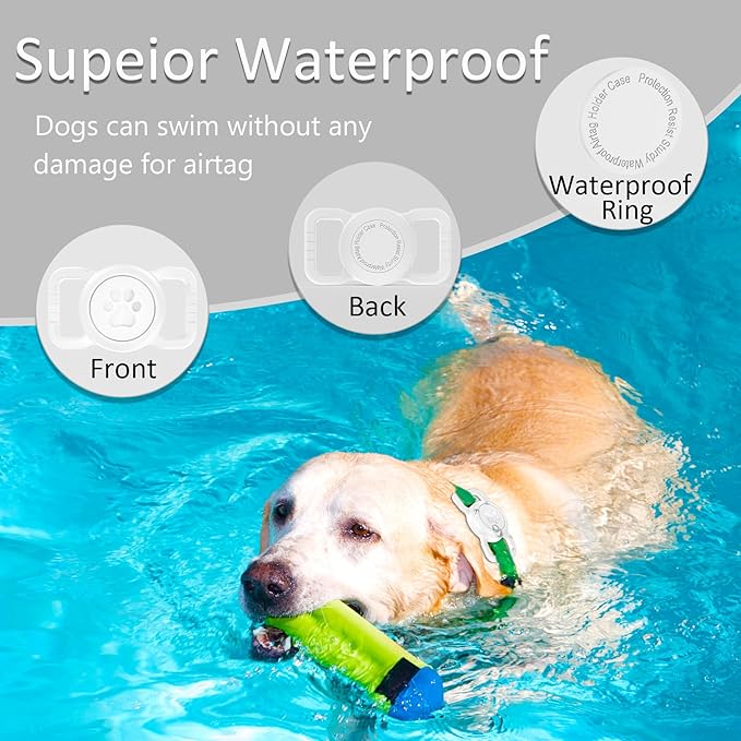 SANKALA Airtag Dog Collar Holder, [1 Pack] Waterproof Dog Airtag Holder, Silicone Full Body Covered Anti-Lost Protective Apple Air Tag Holder for Pet Collar - Fits All Width Collars, White SANKALA