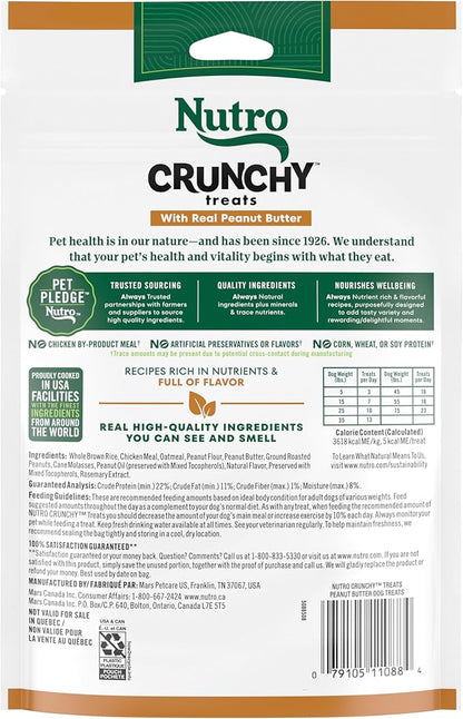 NUTRO Crunchy Dog Treats with Real Peanut Butter, 10 oz. Bag - PAWPICO