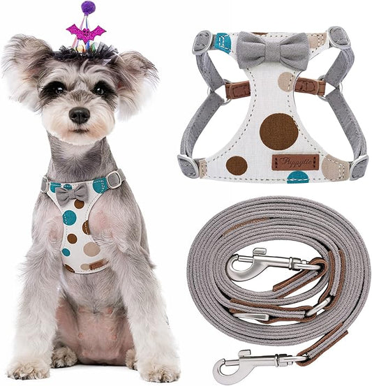 Puppytie No Pull Small Dog Harness with Multifunction Dog Leash,Lightweight Soft Adjustable No Choke Escape Proof Pet Harness Vest Pet Harness Vest,Smoke Grey,S Puppytie