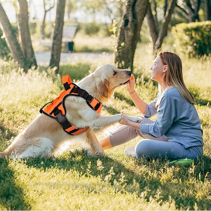 WINGOIN Orange Tactical Dog Harness Vest for Large Medium Dogs No Pull Adjustable Reflective K9 Military Dog Service Dog Harnesses with Handle for Walking, Hiking, Training(M) - PAWPICO