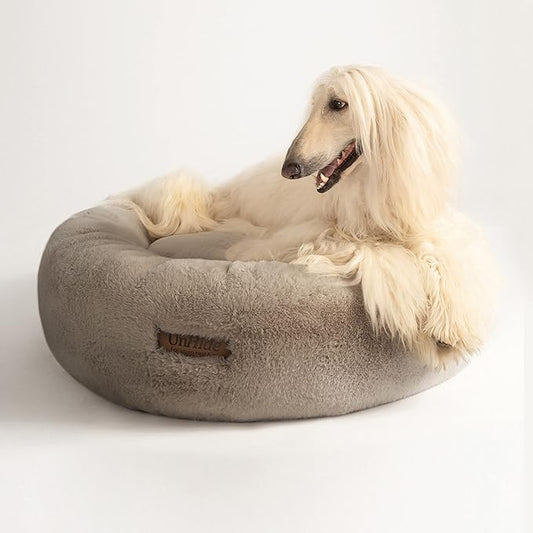 UnHide Floof Pet Bed - XL (40"x14") - Extra Soft Dog Bed - Removable Faux Fur Cover - Machine Washable - Helps Ease Pet Anxiety & Provides The Perfect Sleep, Taupe Ducky - PAWPICO