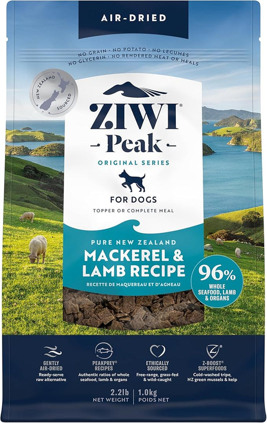 ZIWI Peak Air-Dried Dog Food – Mackerel & Lamb - All Natural, High Protein, Grain Free, Limited Ingredient w/ Superfoods (35.2oz) - PAWPICO