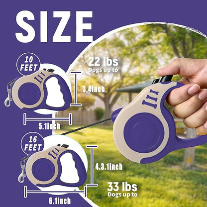 Retractable Dog Leash Automatic Telescopic Tractor Dog Tape, Pet Tape 10/16 FT Durable and Convenient, with Non-Slip Handle, Suitable for Small and Medium-Sized Dogs LIEVUIKEN
