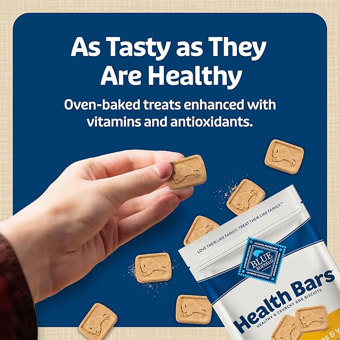 Blue Buffalo Health Bars Crunchy Dog Biscuits, Oven-baked Dog Treats Made with Natural Ingredients, Bananas & Yogurt, 16-oz Bag - PAWPICO