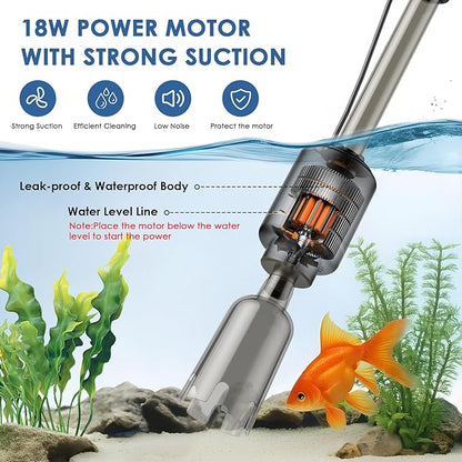 bedee Electric Aquarium Gravel Cleaner, 6 in 1 Multifunctional 18W Fish Tank Gravel Cleaner Vacuum for Water Changer Wash bedee