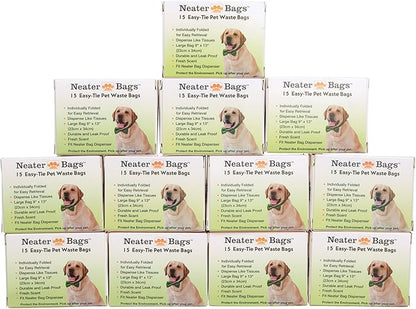 Neater Pet Brands Neater Bags - Dog Waste Poop Bags - Dispense One at a Time Like Tissues - No Rolls to Fuss With - Easy-Tie Handles (180 Bags)… - PAWPICO