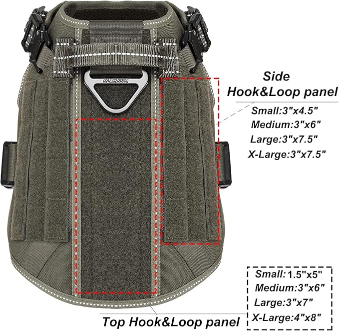 ICEFANG Tactical Dog Harness,Medium Size, 2X Metal Buckle,Working Dog MOLLE Vest with Handle,No Pulling Front Leash Clip,Hook and Loop Panel - PAWPICO
