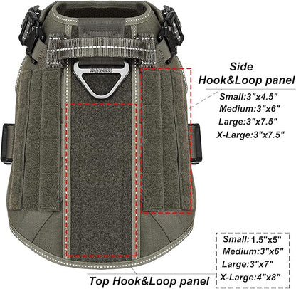ICEFANG Tactical Dog Harness,Medium Size, 2X Metal Buckle,Working Dog MOLLE Vest with Handle,No Pulling Front Leash Clip,Hook and Loop Panel - PAWPICO