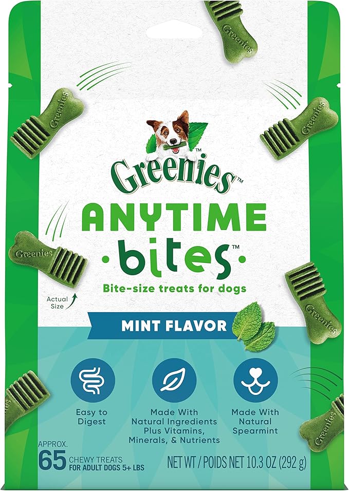 GREENIES ANYTIME BITES Dog Treats, Mint Flavor, 10.3 oz. bag - PAWPICO