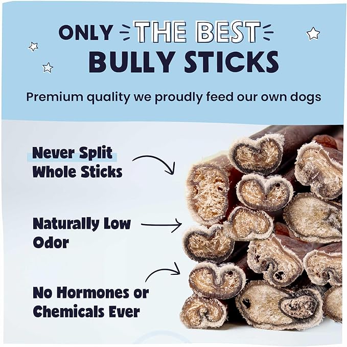 Pawstruck All-Natural 9" Bully Sticks for Dogs - Best Long Lasting, Rawhide Free, Low Odor & Grain Free Dental Chew Treat - Healthy Single Ingredient 100% Real Beef - 1 lb. Bag - PAWPICO